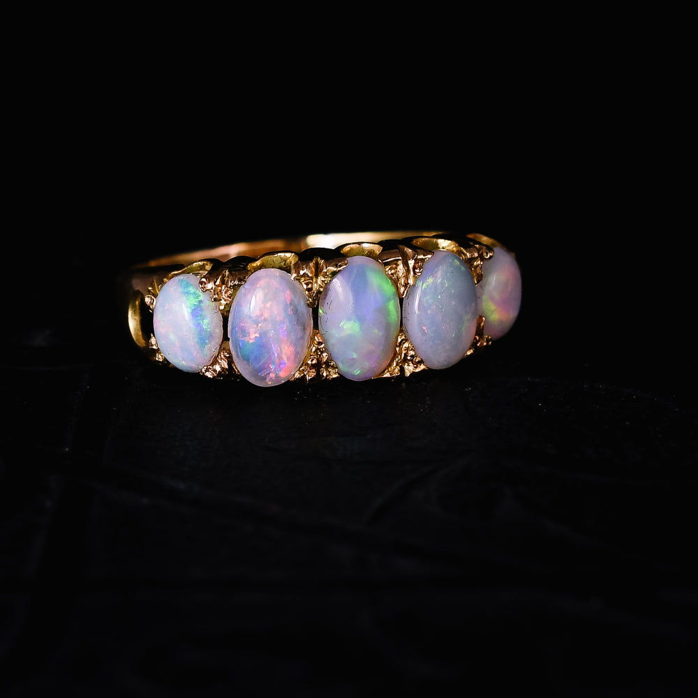 Victorian 18k Gold Opal 5-Stone Ring