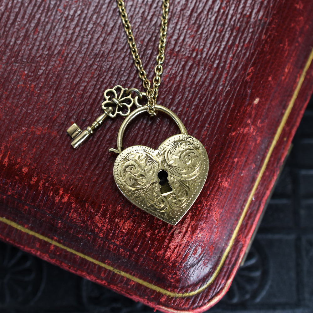 Vintage Gold Key to My Heart Pendant