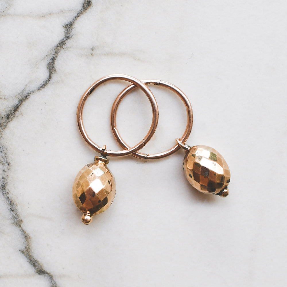 Victorian Rose Gold Hoop & Egg Earrings
