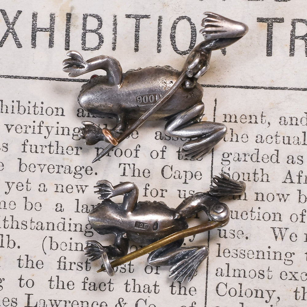 Victorian Mummy & Baby Frog Brooches