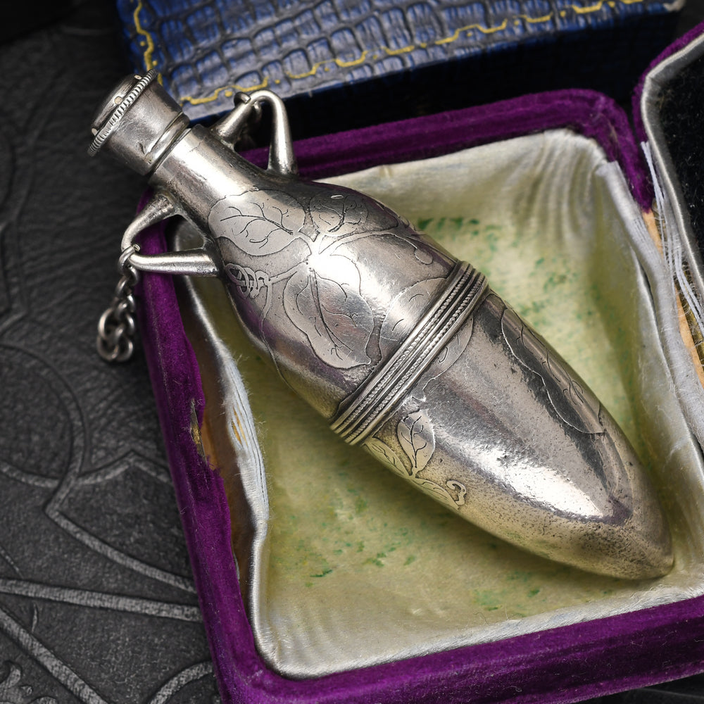 Victorian Silver Amphora Scent Bottle Pendant