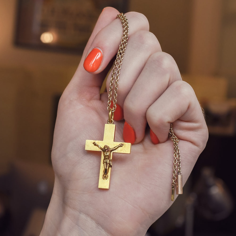 Mid Victorian Crucifix Locket Pendant