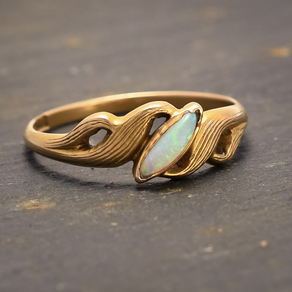 Art Nouveau Opal Solitaire Ring