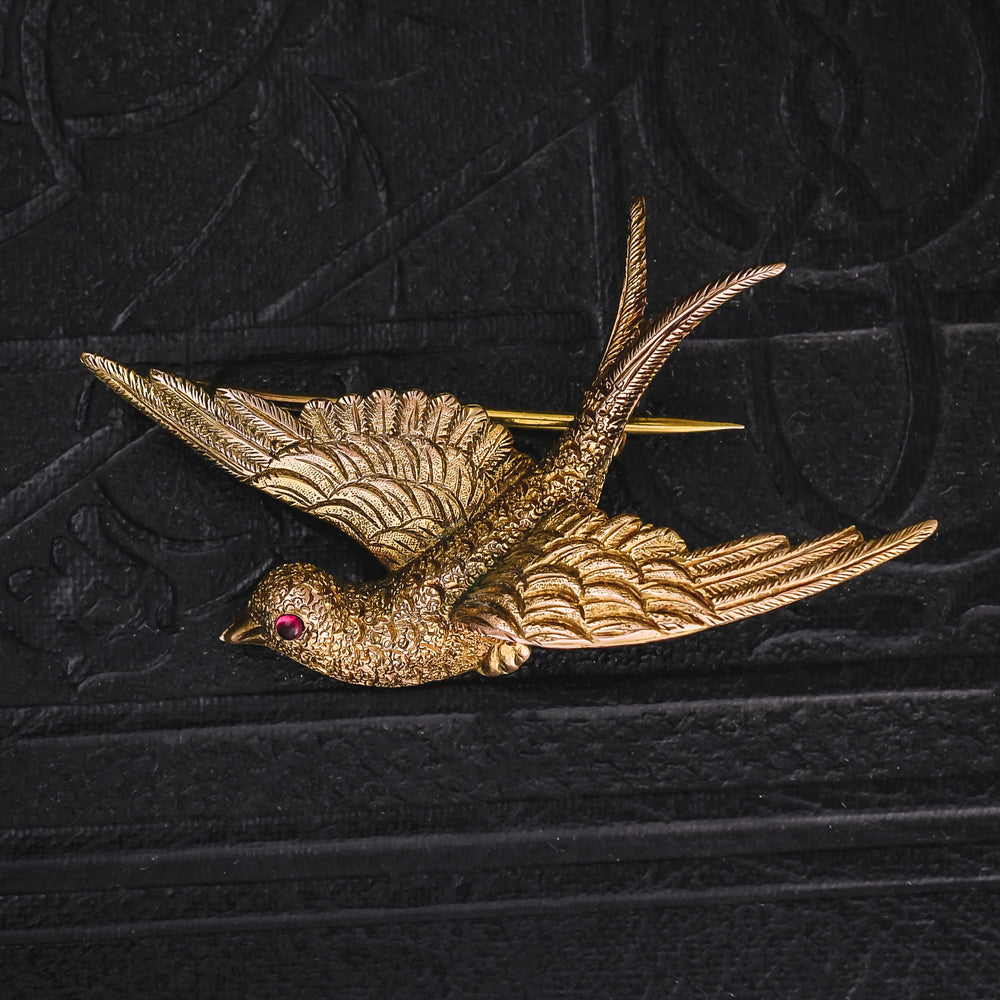 Victorian Gold Swallow Brooch