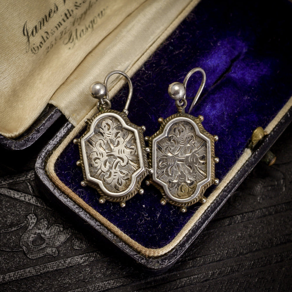 Mid-Victorian Chased Silver Earrings