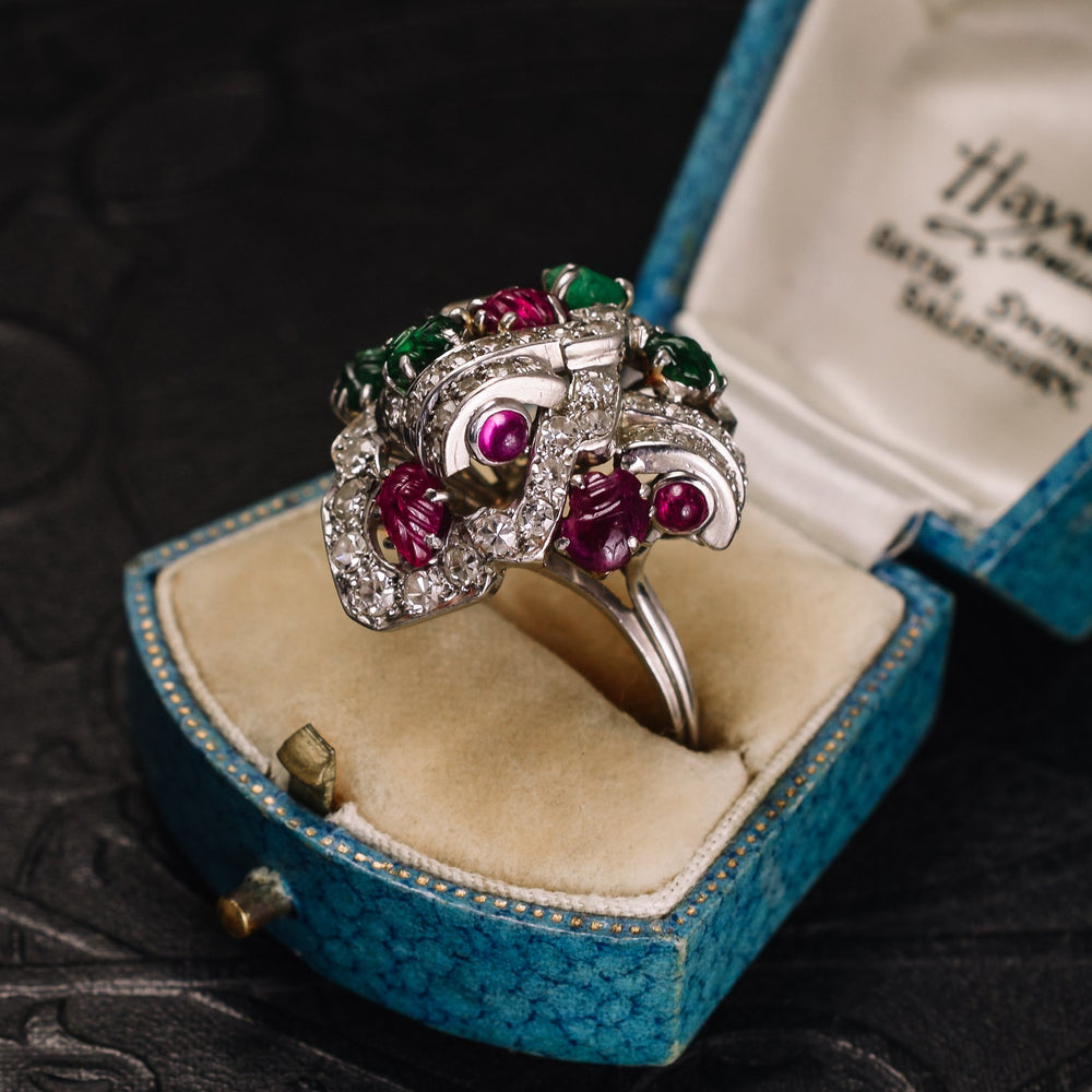 Mid-Century Diamond, Ruby & Emerald Tutti Fruity Ring