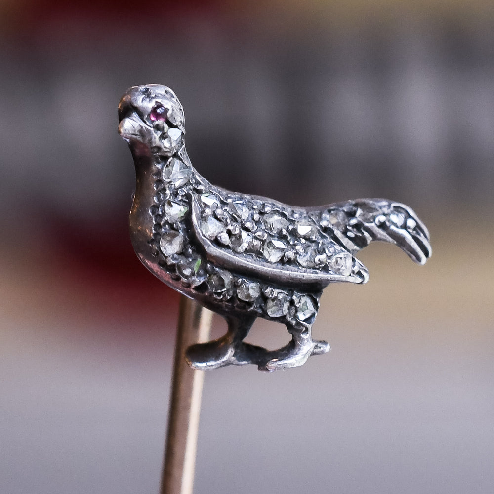 Victorian Diamond Grouse Stick Pin