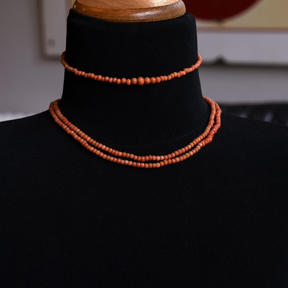 Victorian Mother's & Daughter's Coral Necklaces