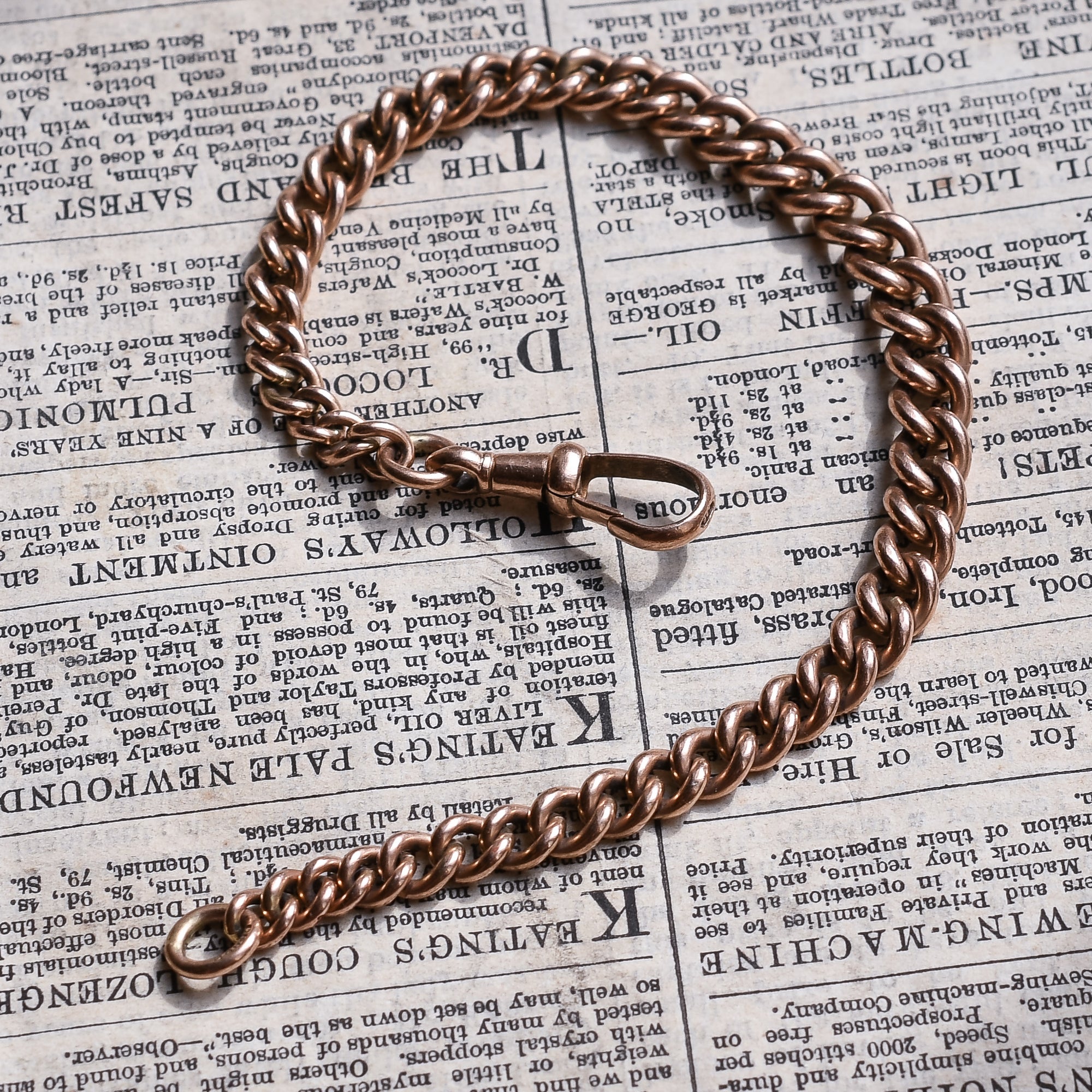 Mens Vintage Heavy Chunky Chain Link Solid Copper Claw Clasp Bracelet  melpoejocombr