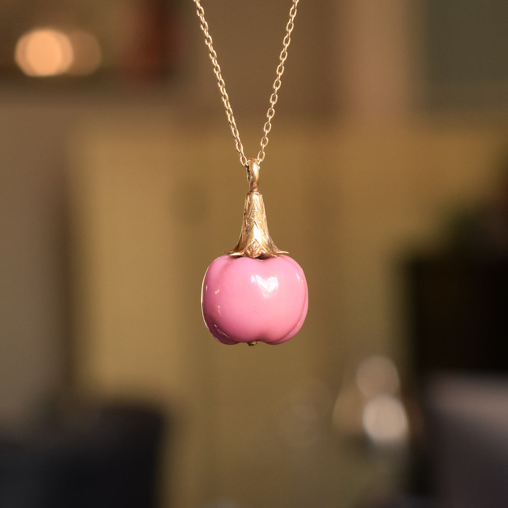 Victorian Pink Apple Enamel Pendant