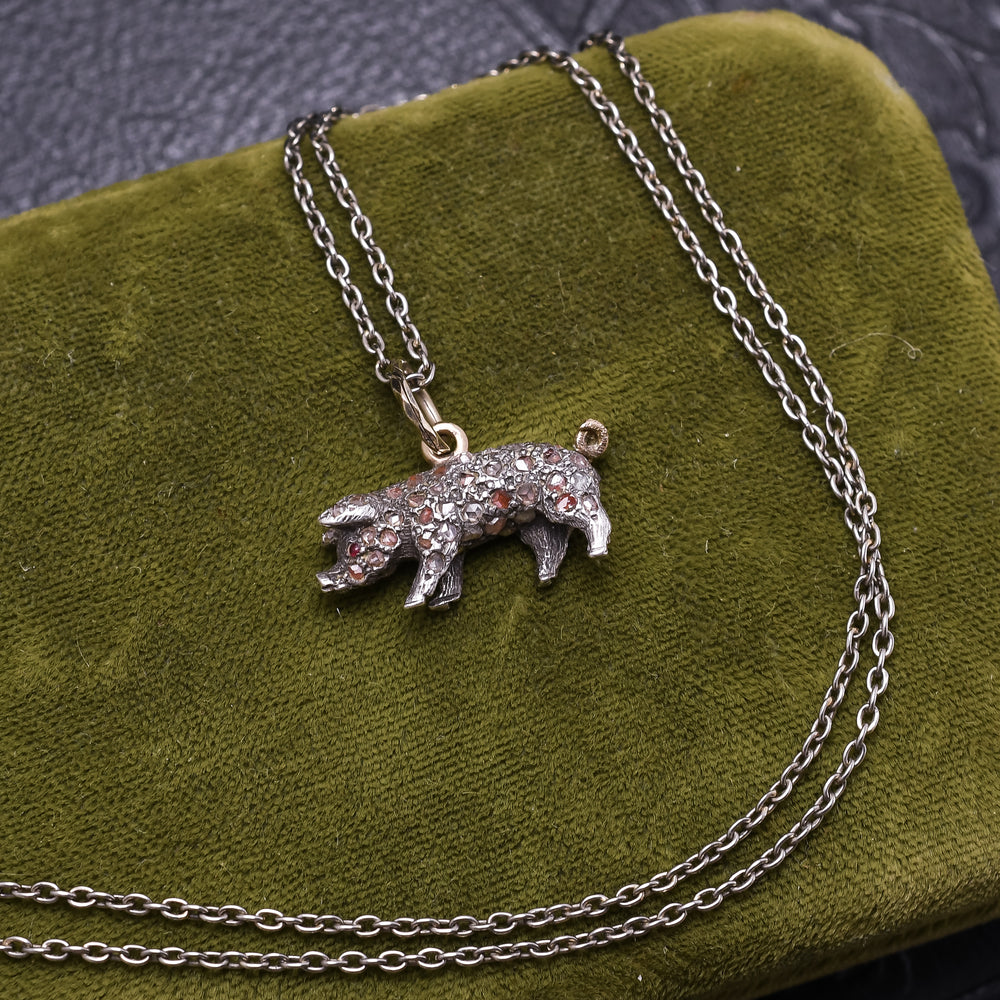 Victorian Diamond Lucky Pig Pendant