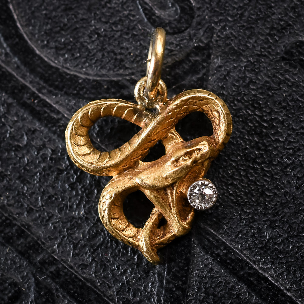 Art Deco Diamond Serpent Charm