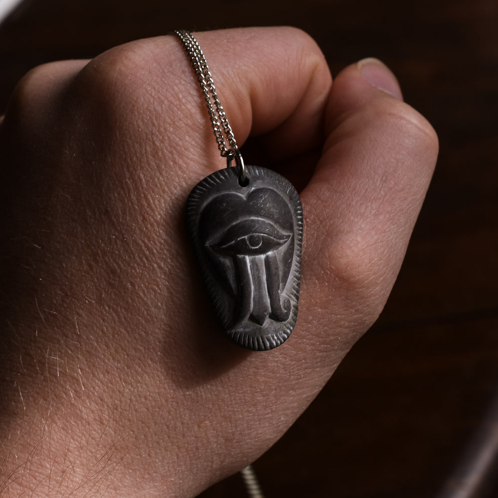 Egyptian Revival Eye of Horus Carved Stone Cameo Amulet