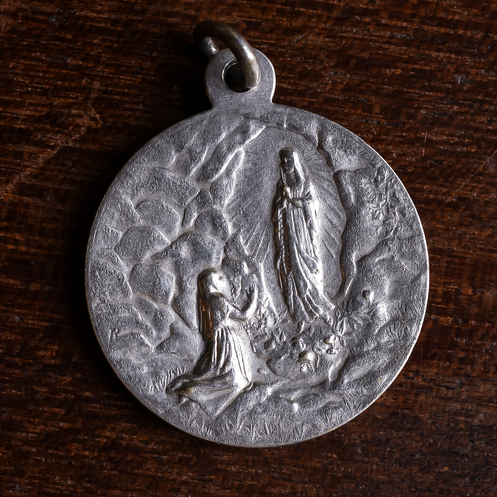 Art Deco Our Lady of Lourdes Virgin Mary Medallion