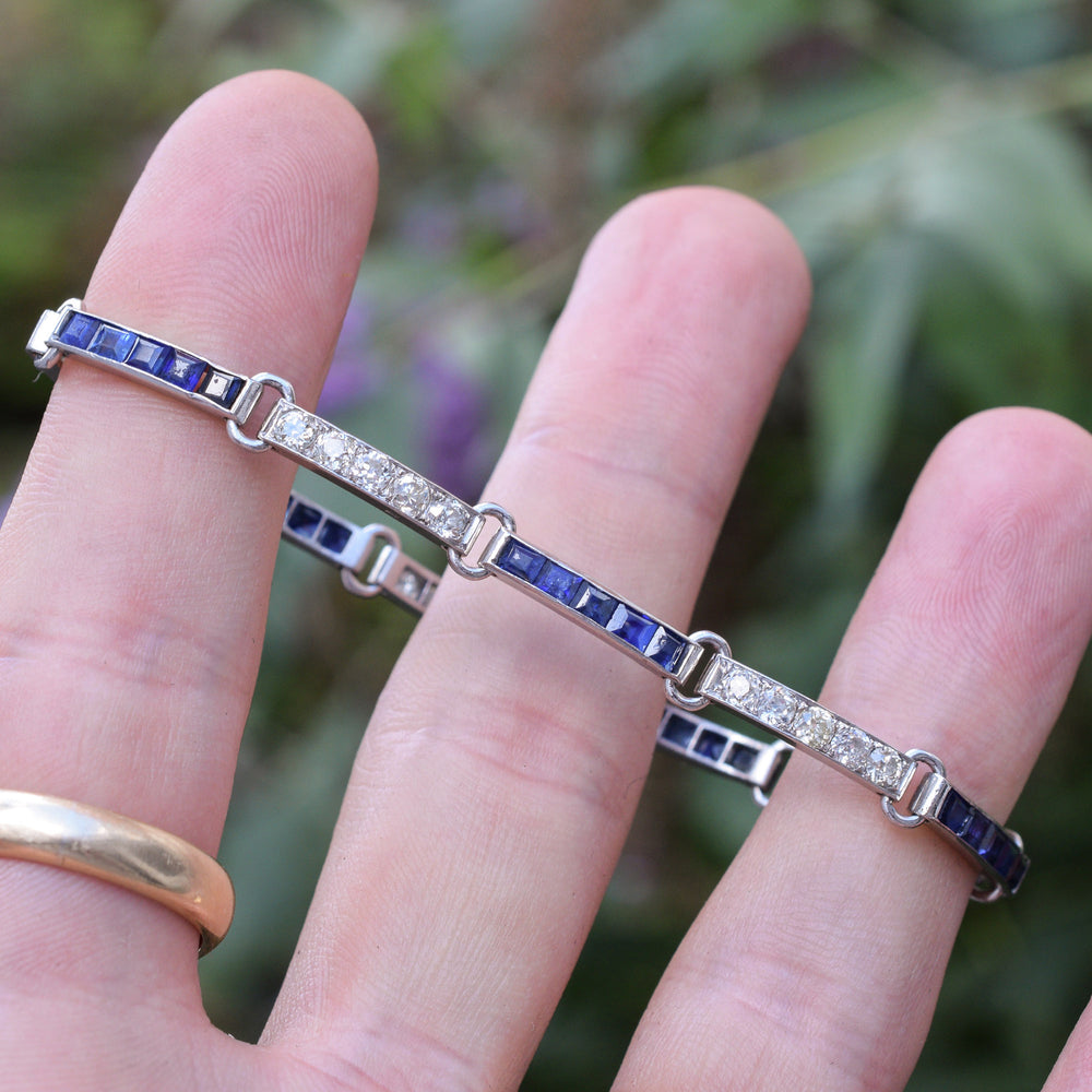 French Art Deco Sapphire & Diamond Bracelet