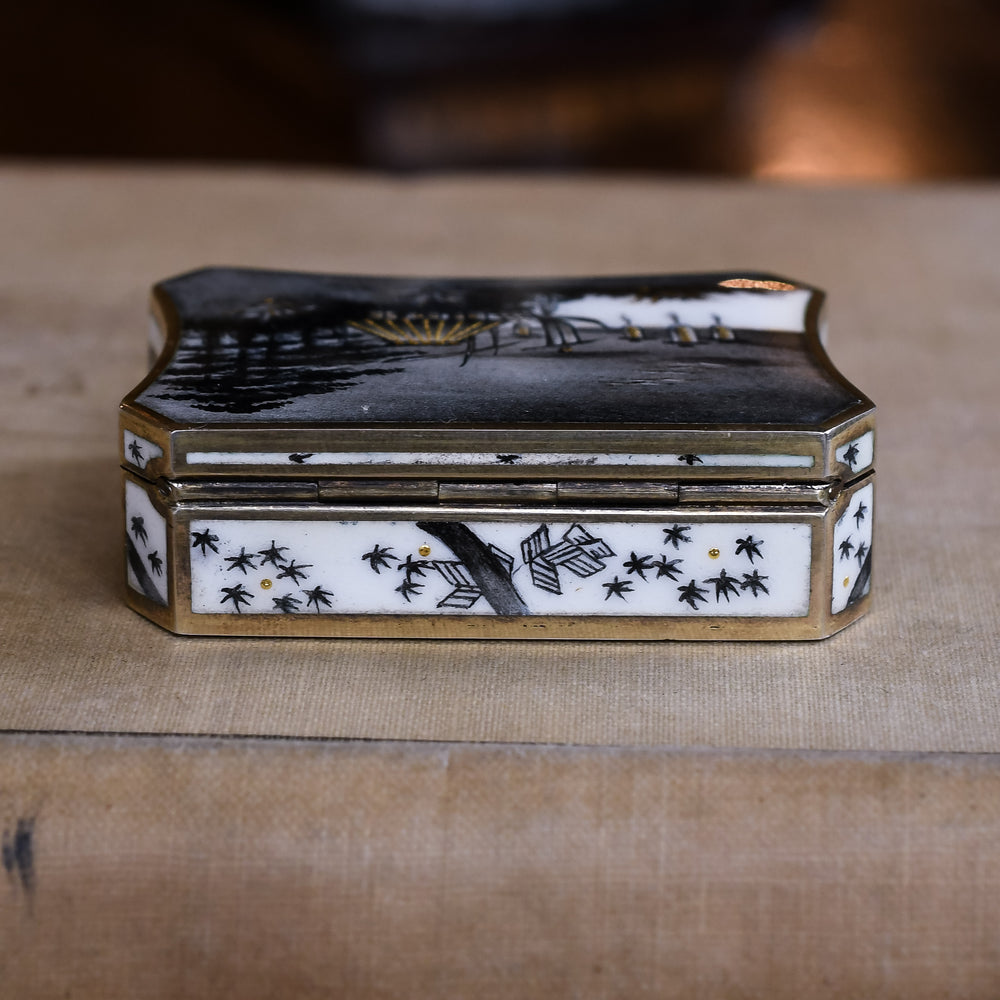 19th Century Aesthetic Movement Silver & Enamel Box