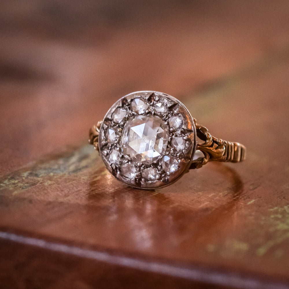 Georgian Rose Cut Diamond Cluster Ring