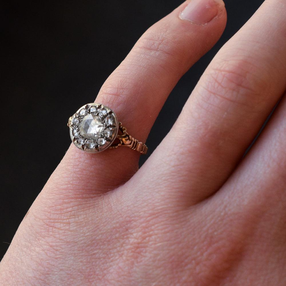 Georgian Rose Cut Diamond Cluster Ring