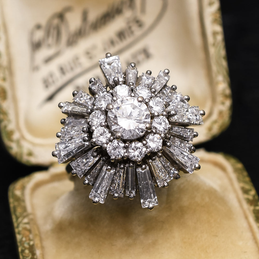 1970s 5.8ct Diamond Ballerina Cluster Ring
