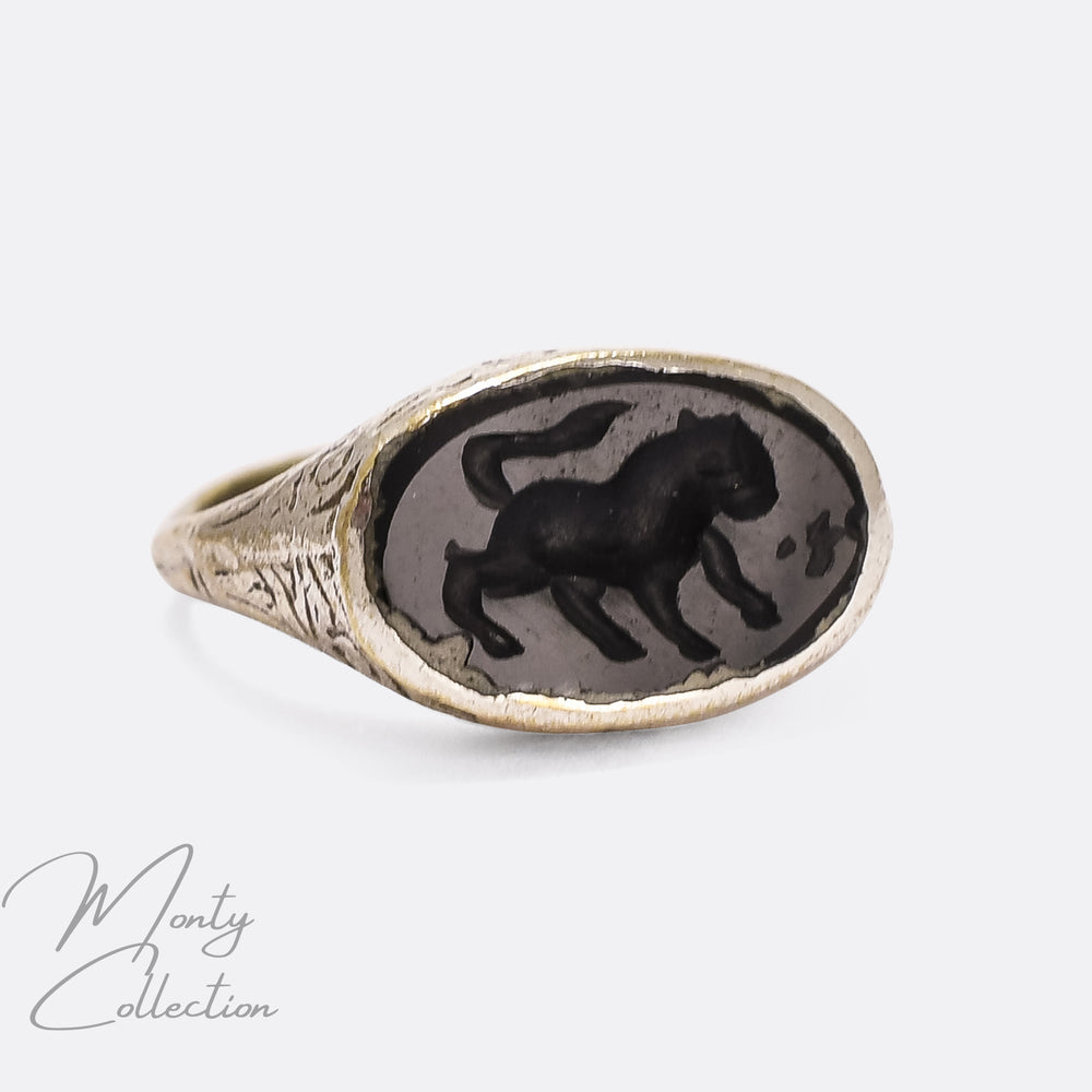 Art Deco Tiger Intaglio Signet Ring