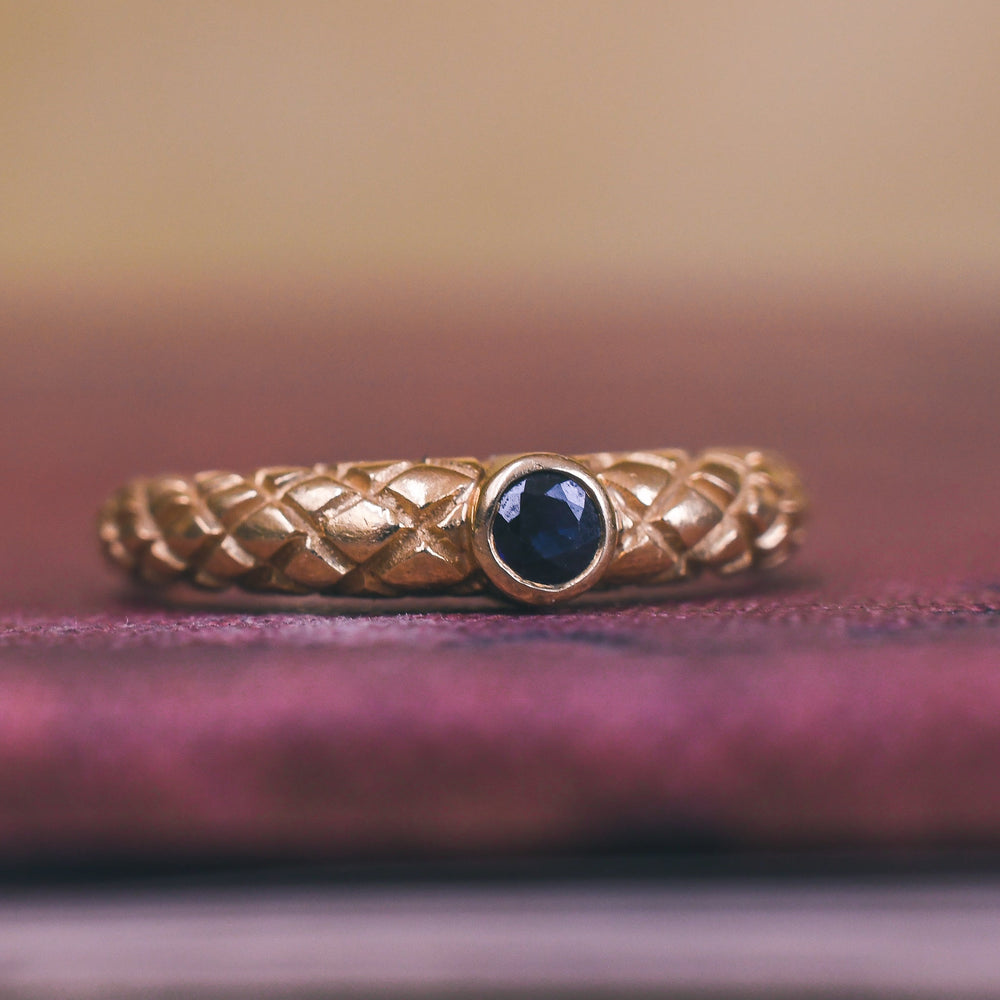 Victorian Sapphire Cross-Hatched Ring