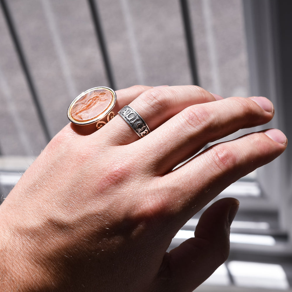 Georgian Laetitia Intaglio Banded Agate Signet Ring