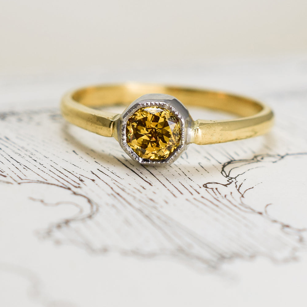 Bespoke Fancy Intense Orangish-Yellow Diamond Solitaire Ring
