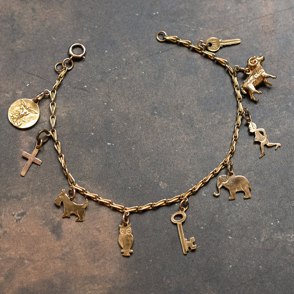 Mid-Century Gold Charm Bracelet