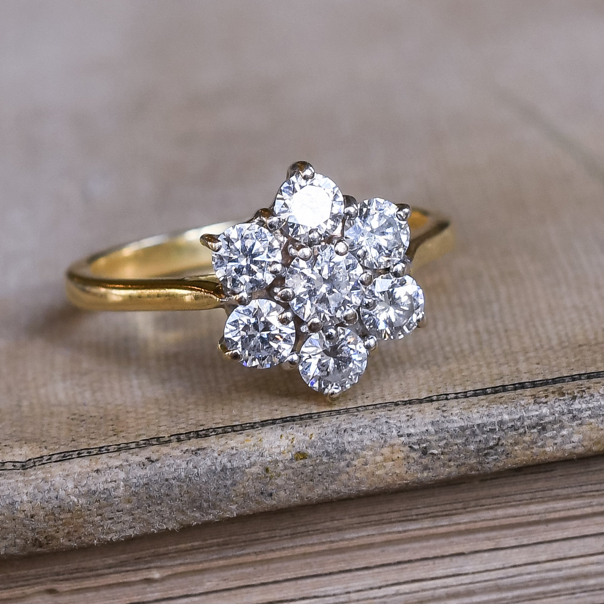 Diamond flower cluster ring Clearance