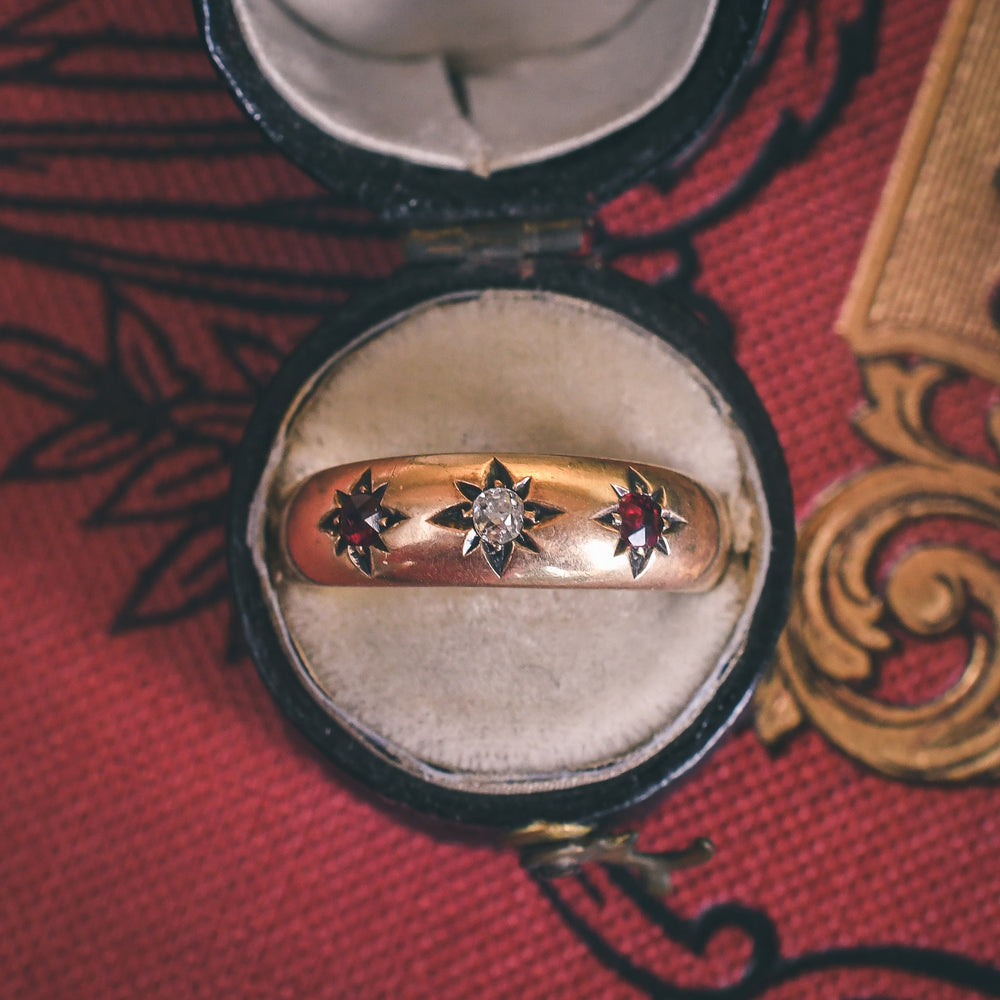 Victorian Diamond & Ruby Star Gypsy Ring