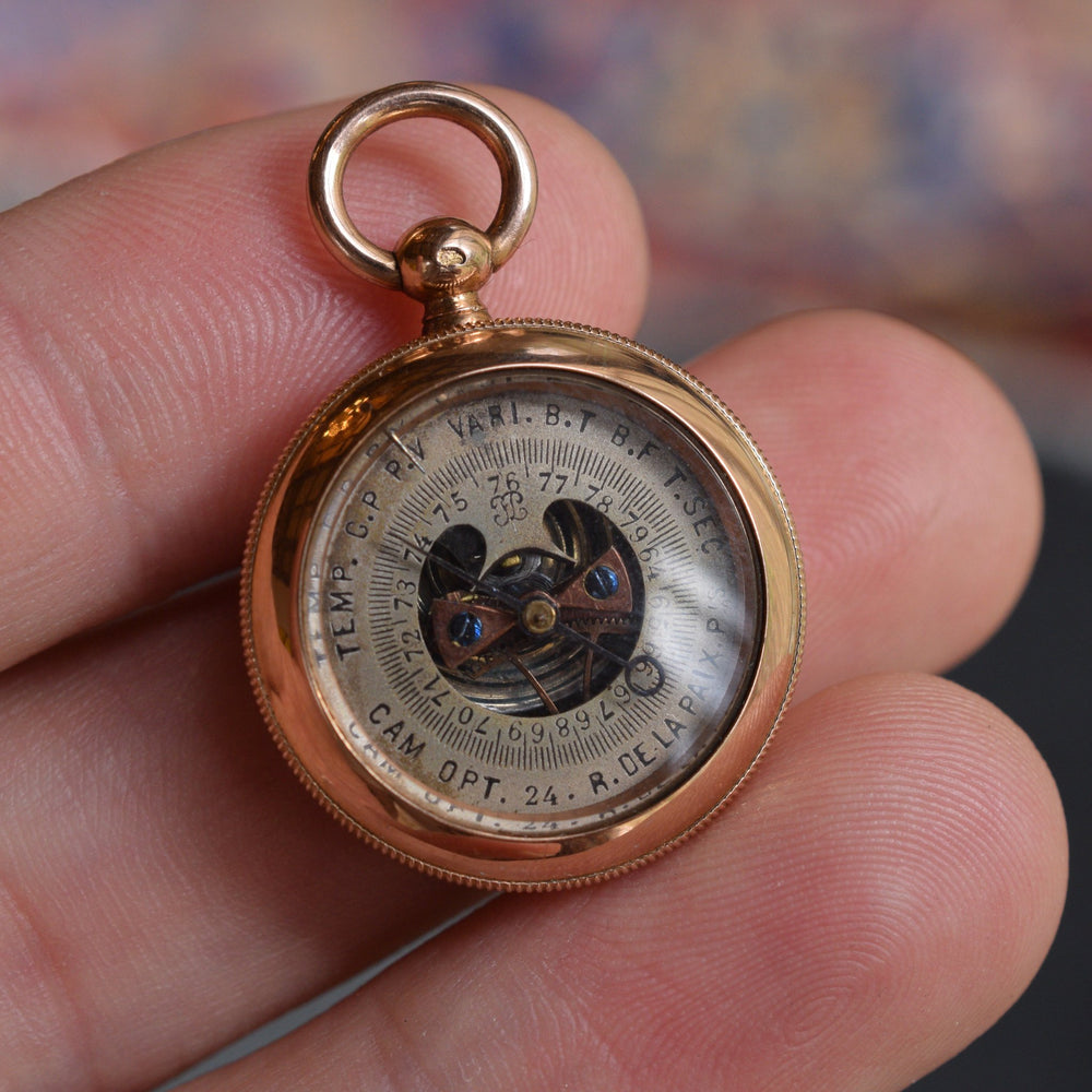 Victorian 18k Gold Pocket Barometer Pendant