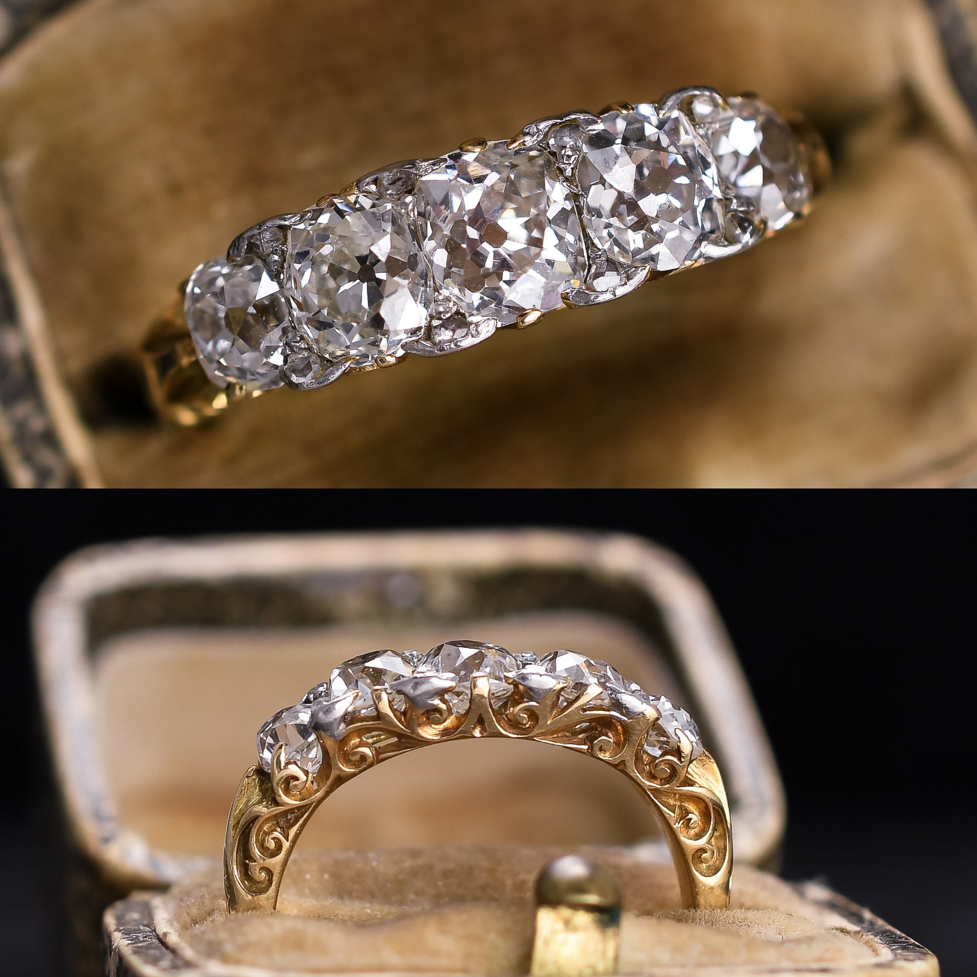 Victorian Cushion Cut Diamond 5-Stone Ring – Butter Lane