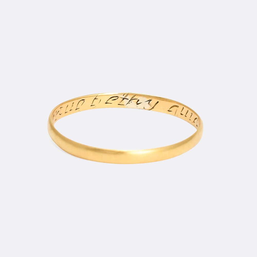 18th Century Gold Posy Ring Let Virtue Be Thy Guide
