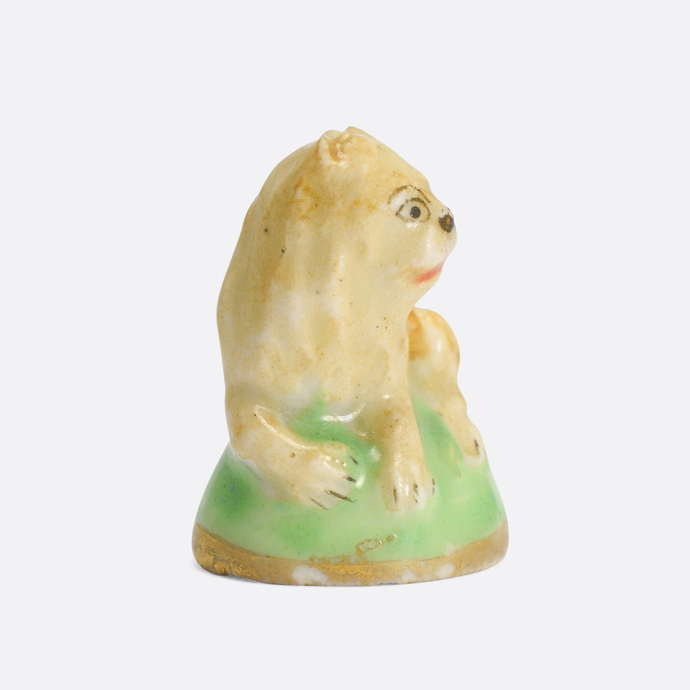 18th Century Derby Chelsea Lying Lion Porcelain Fob Seal