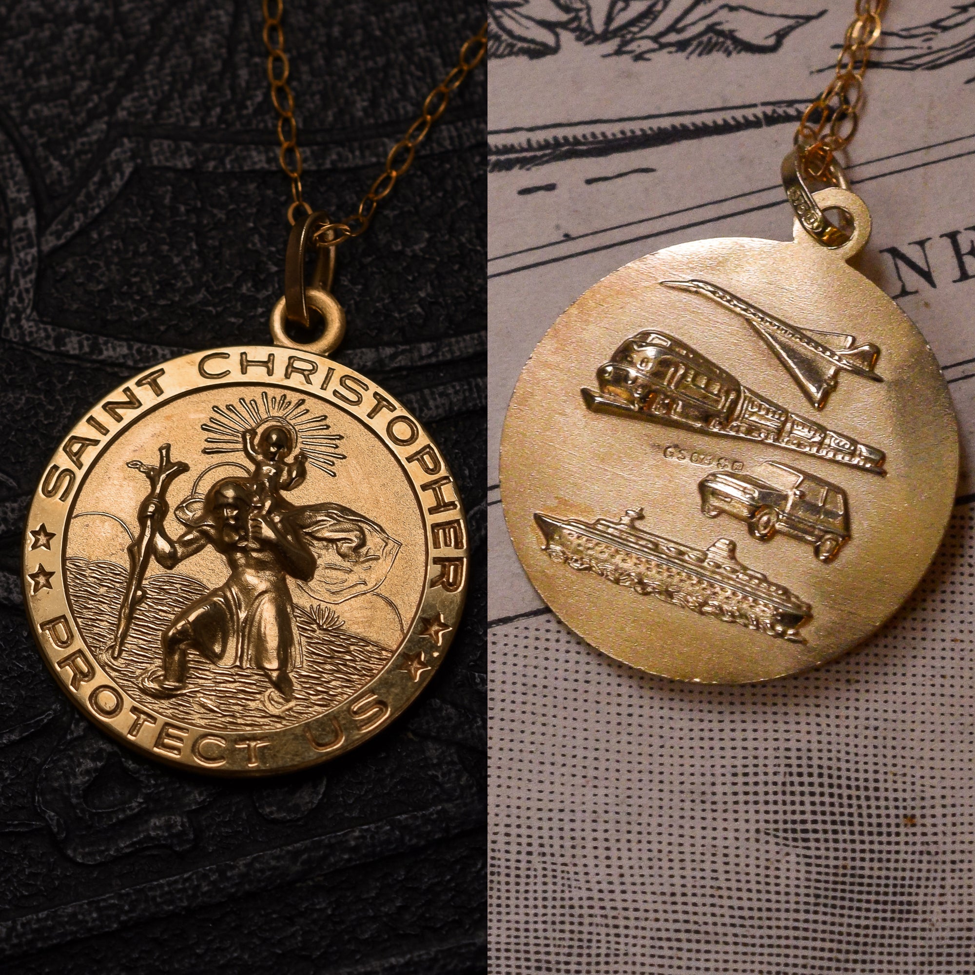 Vintage saint christopher necklace deals