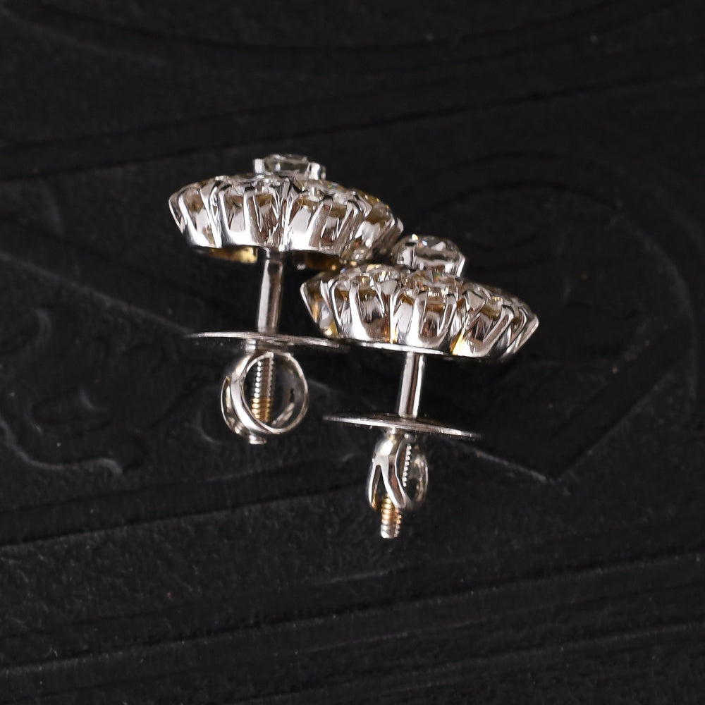 1930s 3.44ct Diamond Flower Earrings