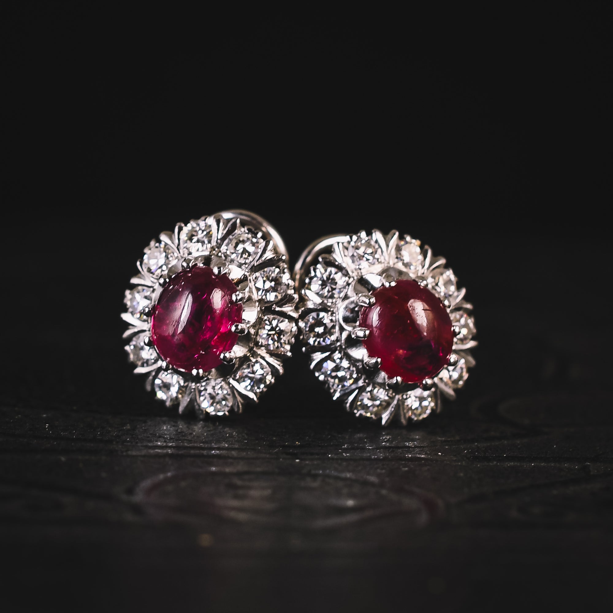 Vintage Ruby Cabochon Earrings | Vintage | Jennifer Gibson Jewellery