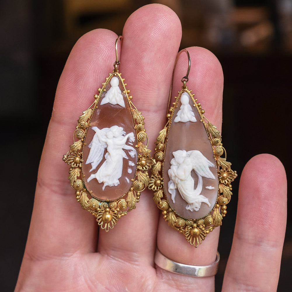 Regency Period Thorvaldsen's Day & Night Cameo Earrings