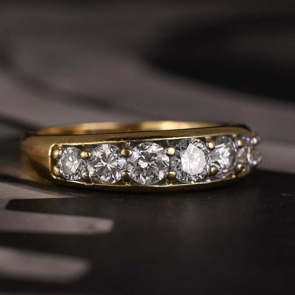 Vintage  1.17ct Brilliant Cut Diamond Half-Hoop Ring