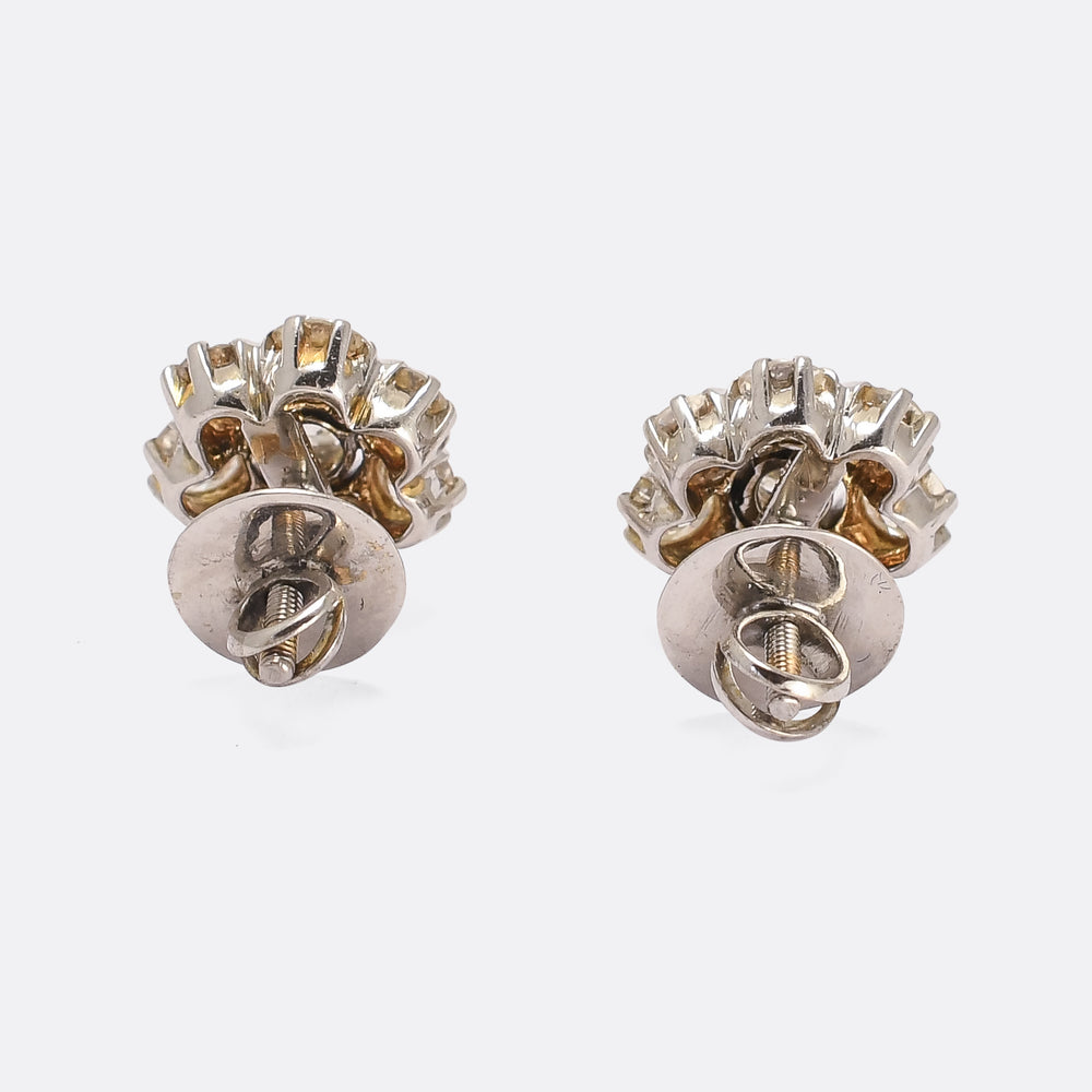 1930s 3.44ct Diamond Flower Earrings