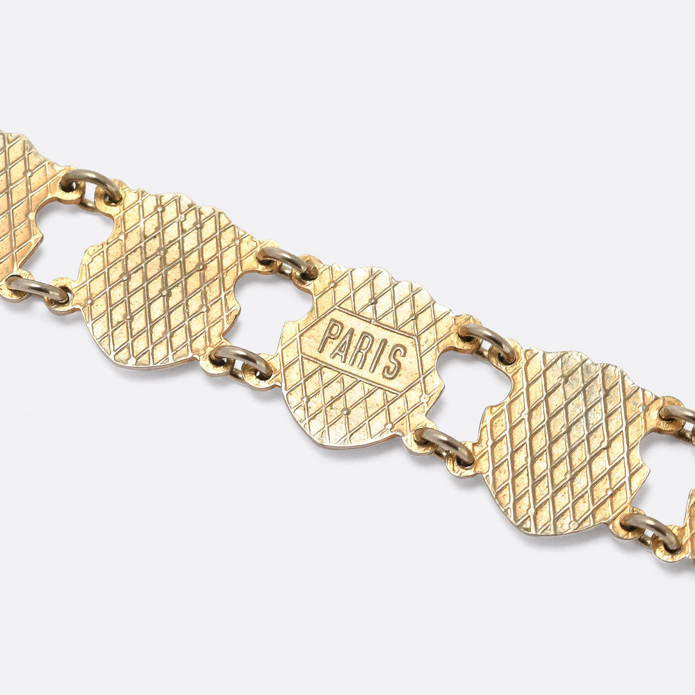 1930s Enamel PARIS Souvenir Bracelet