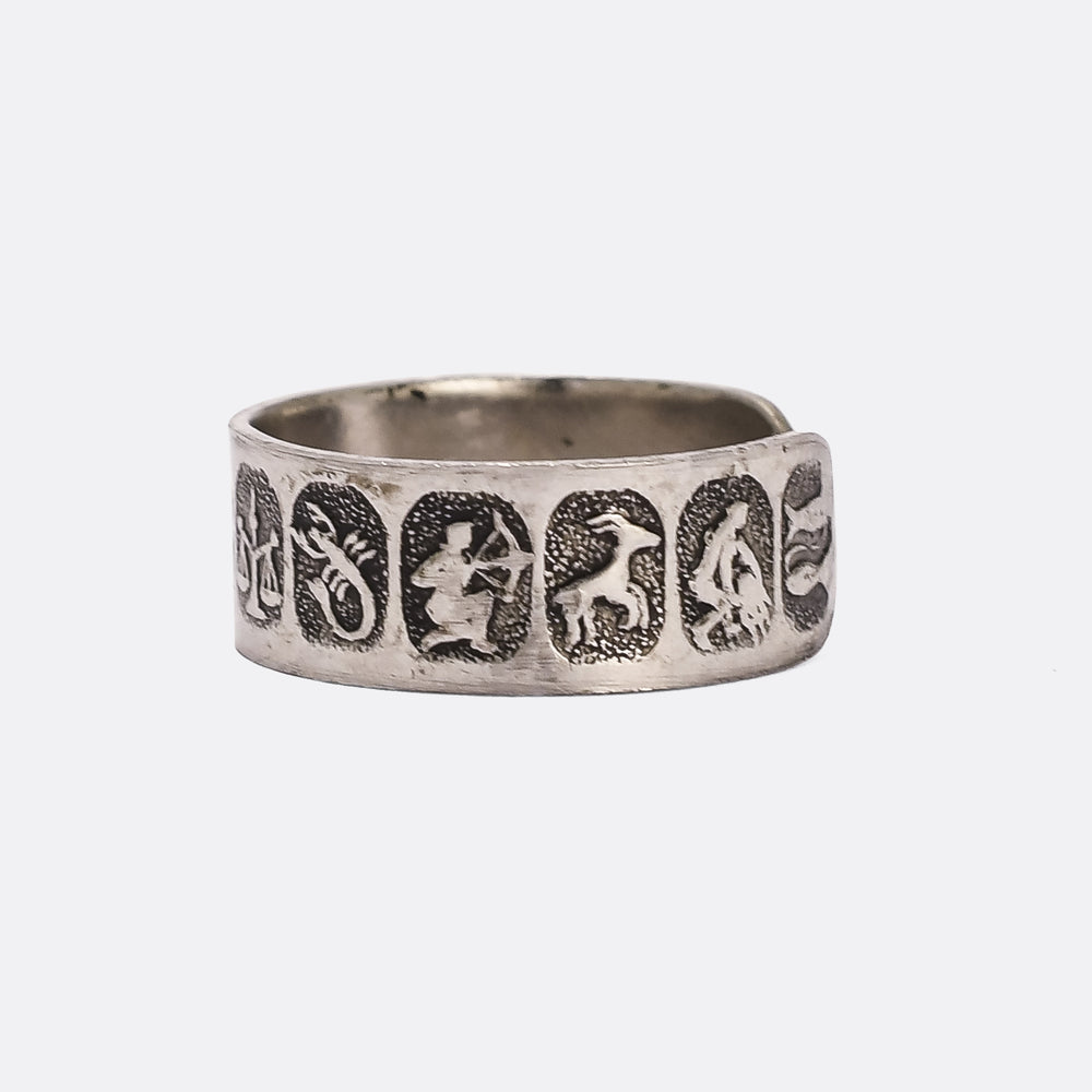 1930s Steel Zodiac Ring
