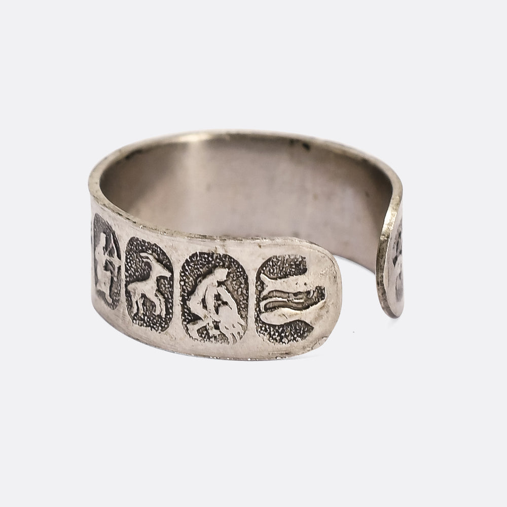 1930s Steel Zodiac Ring