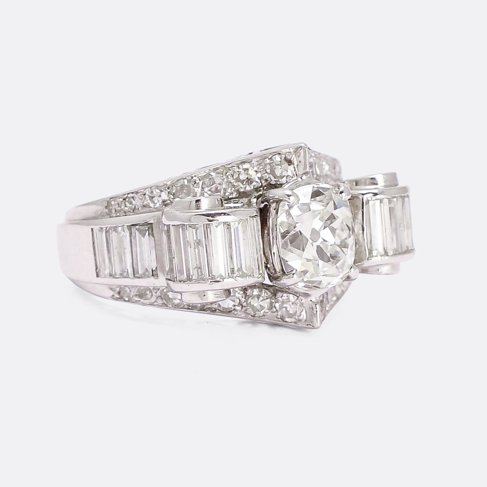 1940s Retro 5.5ct Diamond Cocktail Ring