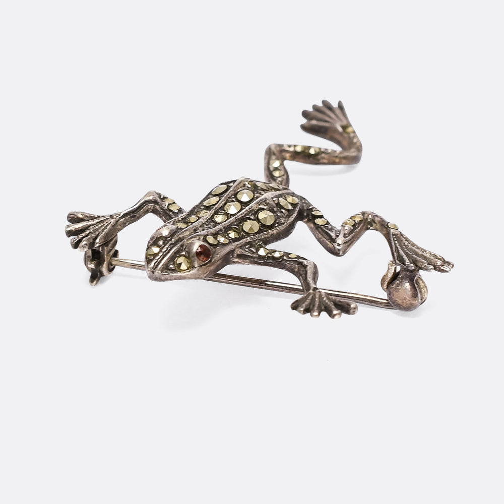 1950s Marcasite Frog Brooch