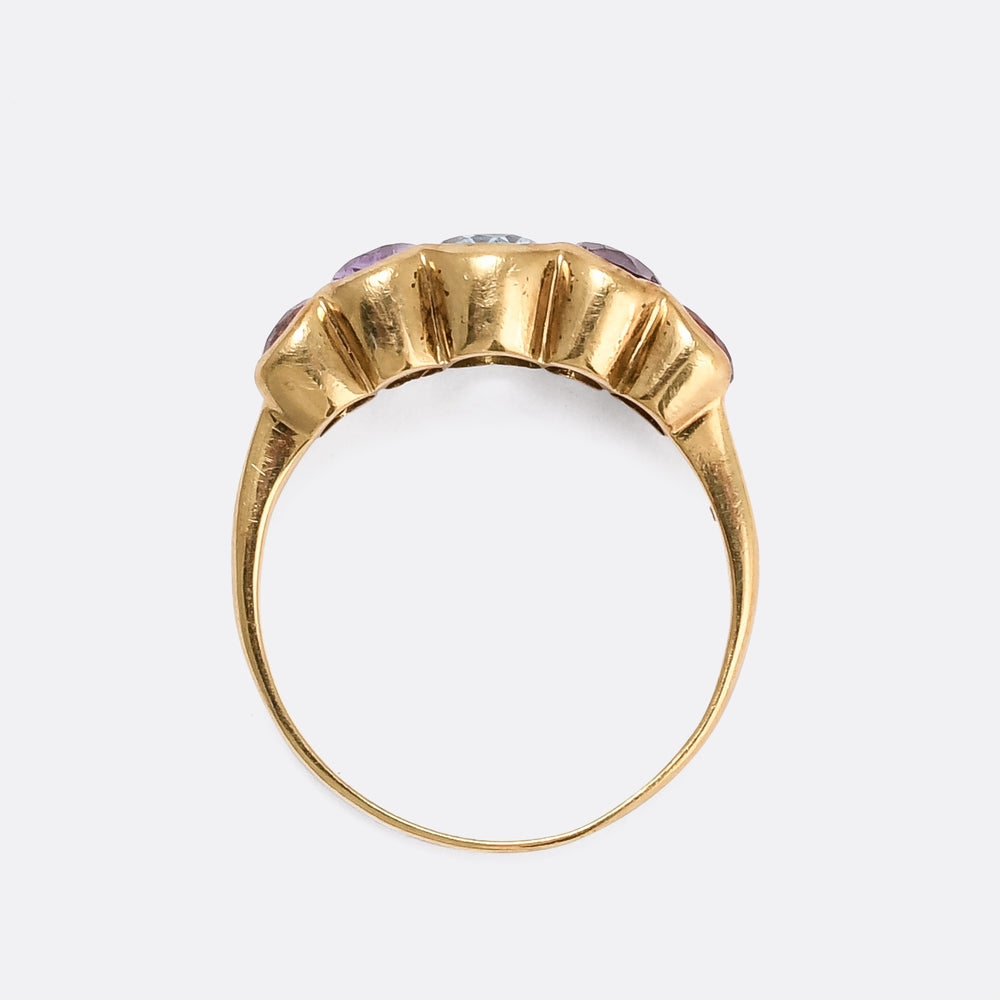 1960s Harlequin 5-Stone Ring