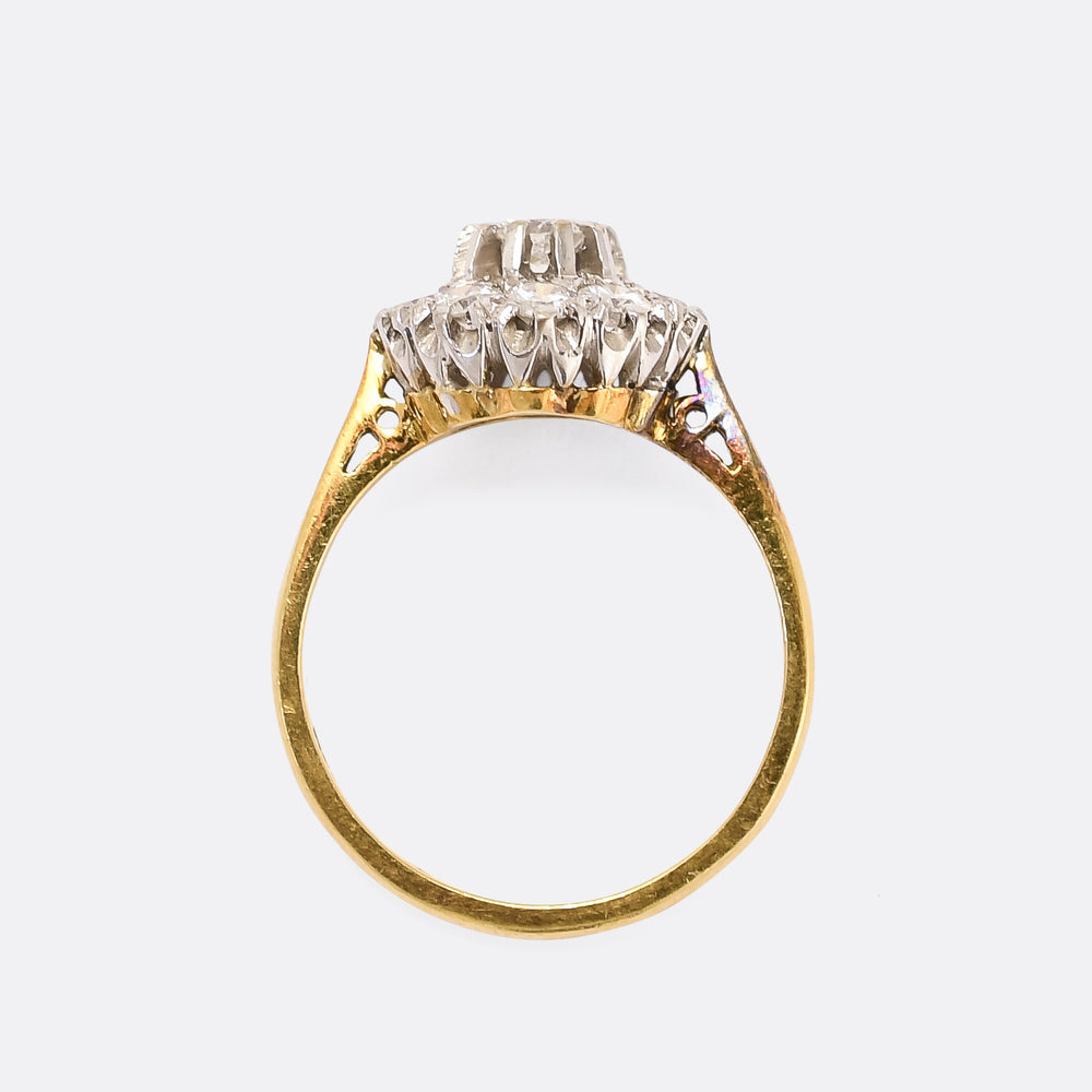 1970s 1.00ct Diamond Cluster Engagement Ring