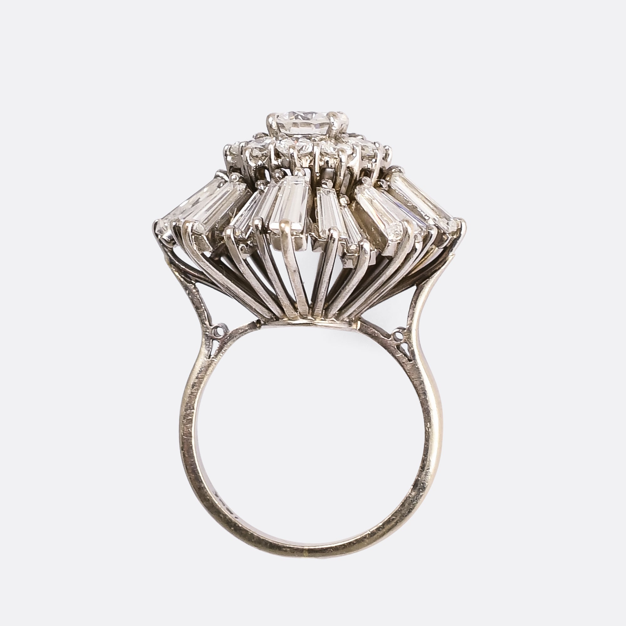 1970s 5.8ct Diamond Ballerina Cluster Ring Butter Lane Antiques