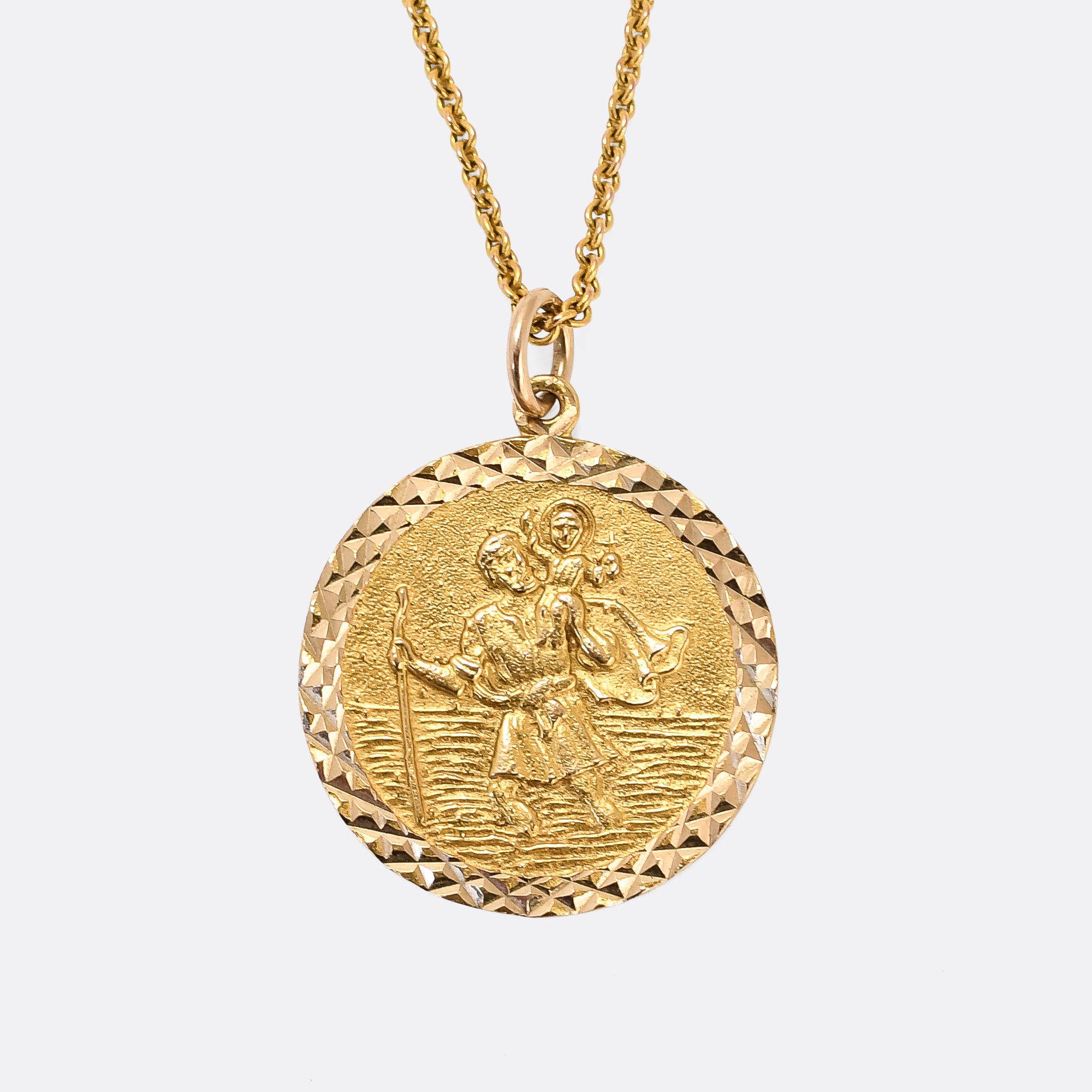 9ct Yellow Gold Saint Christopher Key Ring Chain For Sale at 1stDibs