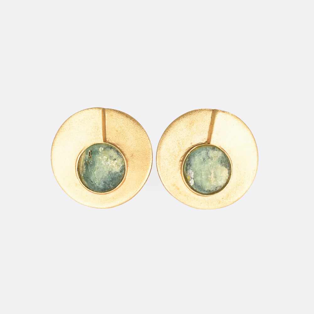 1970s Modernist Roman Glass Earrings